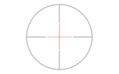 Gray circular target with red center crosshair