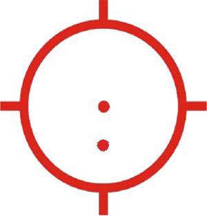 Red target with two dots inside