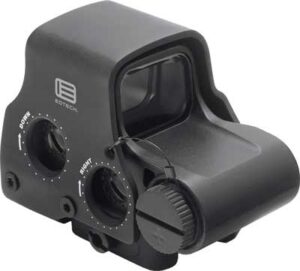 Black holographic weapon sight on white background