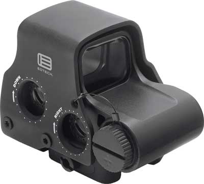 Black holographic weapon sight on white background