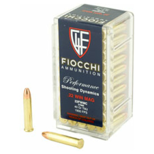 Fiocchi ammunition box with rifle cartridges displayed
