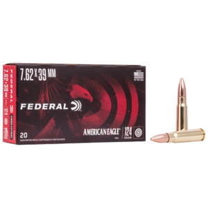 Federal American Eagle Rifle Ammunition 7.62x39 124 gr FMJ 2350 fps - 20/box