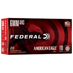 Federal 6mm ARC ammunition box, 20 cartridges.