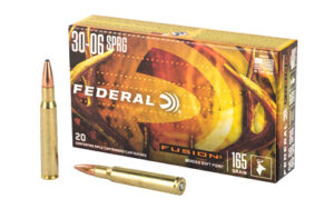 Federal Fusion .30-06 ammunition box and cartridges