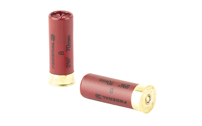 Two red shotgun shells on white background.