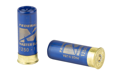 Two blue shotgun shells, Federal brand.