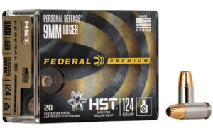 Federal Premium Personal Defense HST Handgun Ammunition 9mm Luger 124gr HST 1150 fps 20/ct