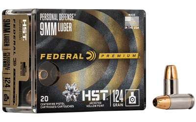 Federal Premium Personal Defense HST Handgun Ammunition 9mm Luger 124gr HST 1150 fps 20/ct