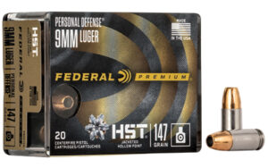 Federal Personal Defense HST Handgun Ammunition 9mm Luger 147 gr. JHP 1000 fps 20/ct