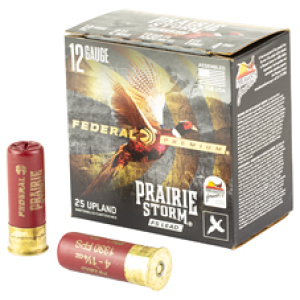 Box of 12-gauge Federal Prairie Storm shells.