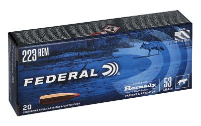 Federal .223 REM rifle ammo box, 20 cartridges.