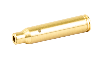 Brass rifle cartridge on white background.