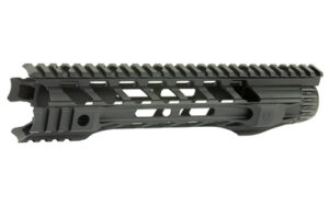 Black tactical rifle handguard with rail system