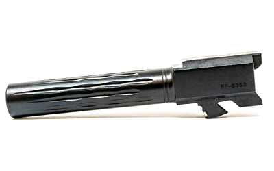 Fluted pistol barrel component on white background