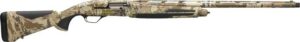 Camouflage semi-automatic shotgun on white background
