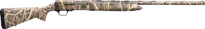 Camouflage semi-automatic shotgun on white background