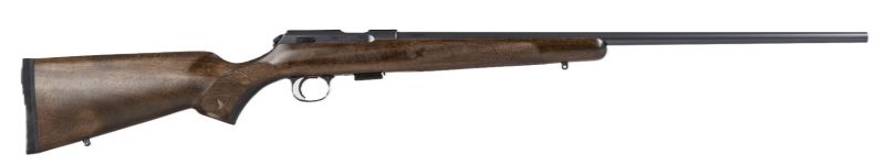 Bolt-action rifle with wooden stock