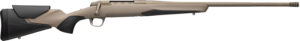 Tan and black bolt-action rifle on white background