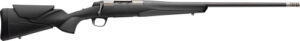 Black bolt-action rifle on white background