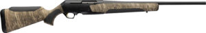 Modern hunting rifle with camouflage stock.