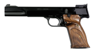 Smith & Wesson semi-automatic pistol with wooden grip