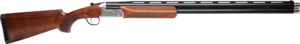 Over-under double-barrel shotgun with wooden stock