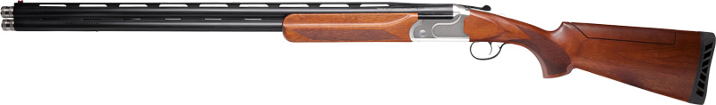 Over-under shotgun with wooden stock