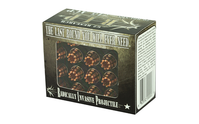 Box labeled 'Radically Invasive Projectiles' with bullets