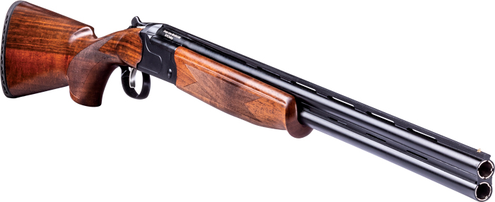 Double-barrel shotgun with wooden stock and barrels