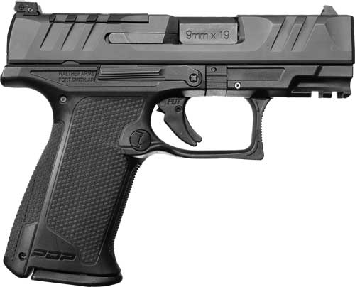 Black 9mm semi-automatic handgun side view