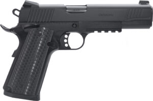 Black EAA Girsan MC1911S pistol with hex grip.