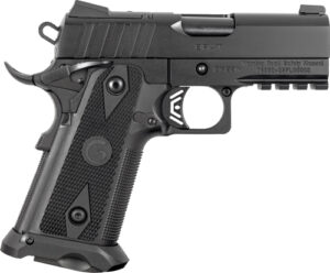 Black semi-automatic handgun side view