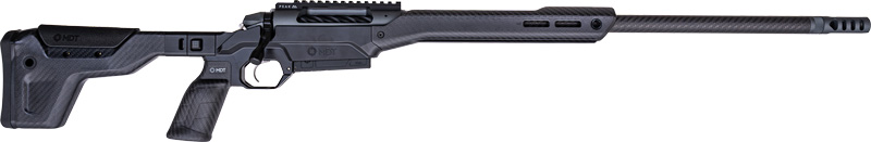 Black bolt-action rifle with long barrel