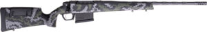 Camouflage bolt-action rifle with long barrel