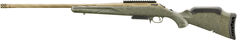 Bolt-action hunting rifle with green stock.