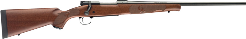 Bolt-action hunting rifle with wooden stock