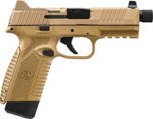 Tan semi-automatic pistol with black accents.