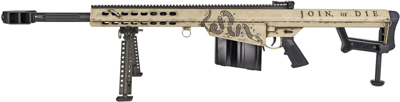 Rifle with 'Join, or Die' inscription.
