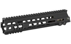 Black tactical rifle handguard with Picatinny rails