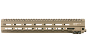 Tan M-LOK rifle handguard with top rail