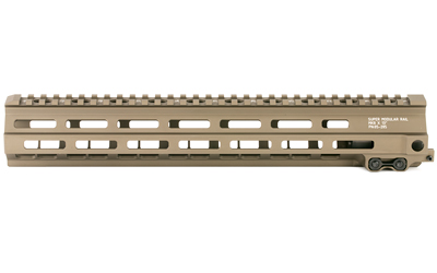 Tan M-LOK rifle handguard with top rail