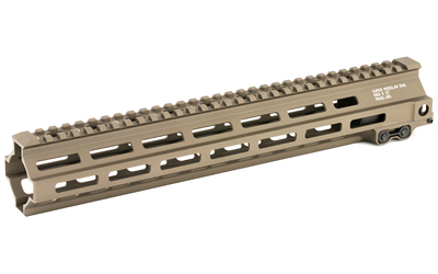 Tan M-LOK rifle handguard with top rail