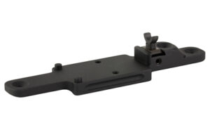 Black metal quick-release mounting plate