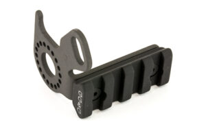 Black metal mounting bracket with circular plate