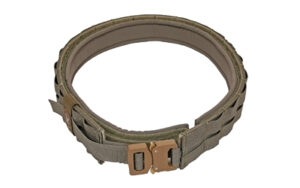 Tan tactical belt with metal buckle