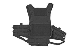 Black tactical vest with MOLLE webbing