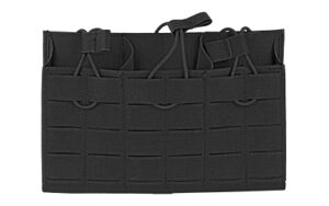 Black tactical triple magazine pouch with MOLLE webbing