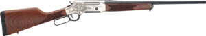 Lever-action rifle with wooden stock and engravings