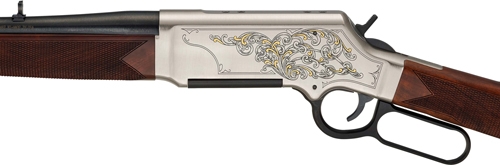 Ornate lever-action rifle with engraved receiver