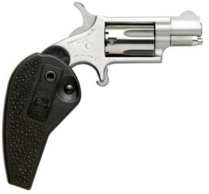 Small silver revolver with black grip
